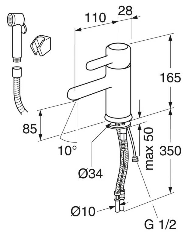 Bathroom sink faucet Logic - Energy class A, saves water and energy
Adjustable comfort flow and comfort temperature
Optional coloured levers