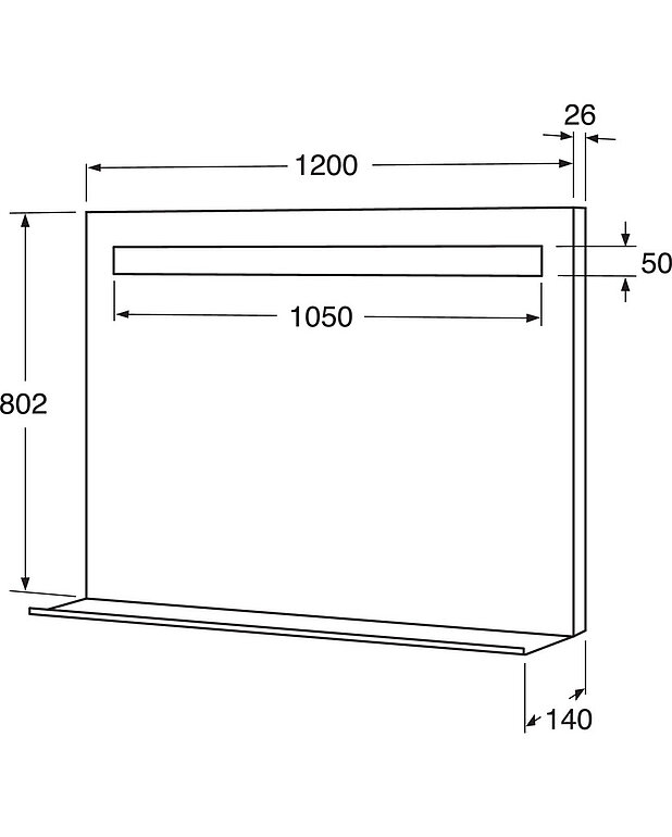 Bathroom mirror with lighting - Drawing - Gustavsberg_Mirror_with_shelf_1200mm.jpg