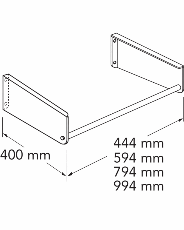 Servantkonsoll Graphic – 80 cm - For montering av Graphic møbelservant direkte på vegg
Håndklehenger foran
Utførelse i lakkert stålplate