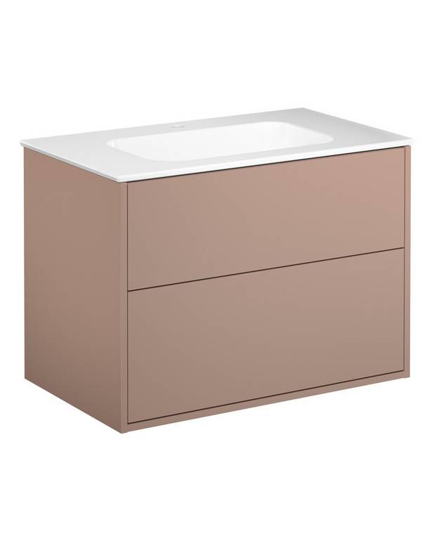 Vanity unit Artic - 80 cm - Washbasin in porcelain with thin design and generous surfaces for all your items
Water trap with pop-up and smart cleaning function
Manufactured in moisture resistant materials