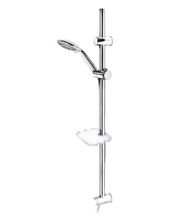 Shower set - 3-function hand shower
Smart shelf with practical hooks
Attached with screws or glue