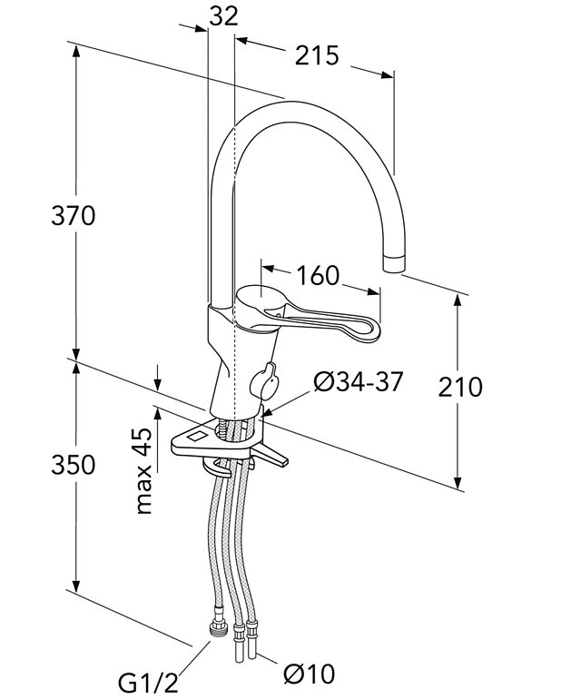 Kitchen mixer New Nautic Care - high Spout - Contains less than 0.1% lead 
Energy class A
Equipted with elongated lever