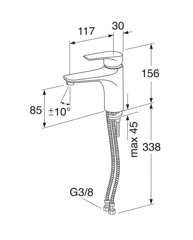 Bathroom sink faucet Dynamic - Modern design
Ceramic cartridge ensures non-drip operation and longevity
Adjustable max temperature for scalding protection