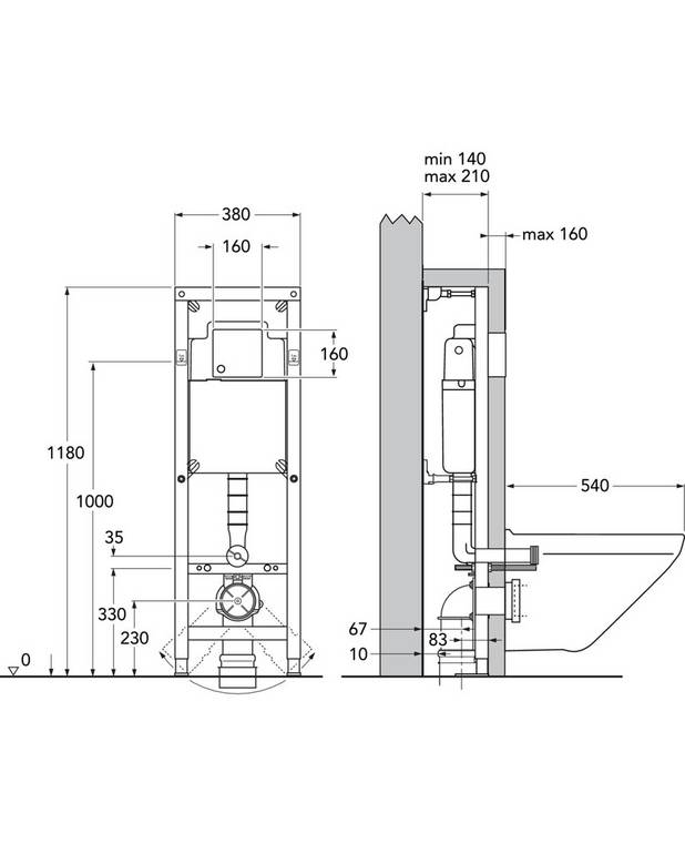 All In One - Fixture including Nordic³ WC and Control panel - Neat installation, with a minimum of visible pipes
Nordic³ Hygienic Flush toilet with soft close seat
Control panel with dual flush