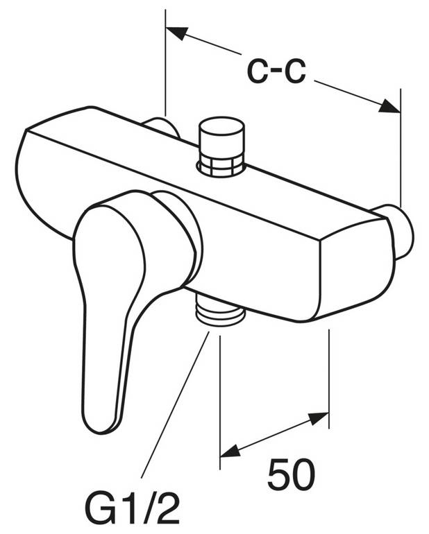 Shower faucet - single lever - Contains less than 0.1% lead
Adjustable max temperature for increased scald protection
Can be functionally adapted with elongated lever