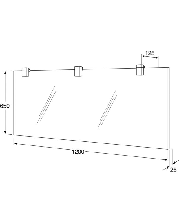 Badrumsspegel - 120 cm - Avsedd för fast montage på vägg
Kapslingsklass IP44
LED-belysning