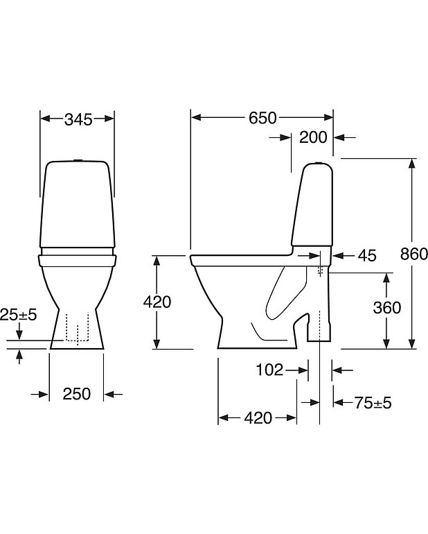 Toilet Public 6691 - open S-trap, large footprint, Hygienic Flush - Drawing - Toilet_Public_6691_S-trap.jpg