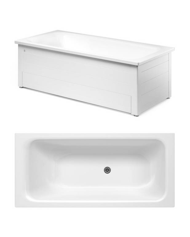 Bathtub with front panel, Combi – 1500 x 700 - Made of titanium steel and enamel, an extremely durable combination
With optimal space to stand and shower
Low step-in to make it easier to step in and out of the tub