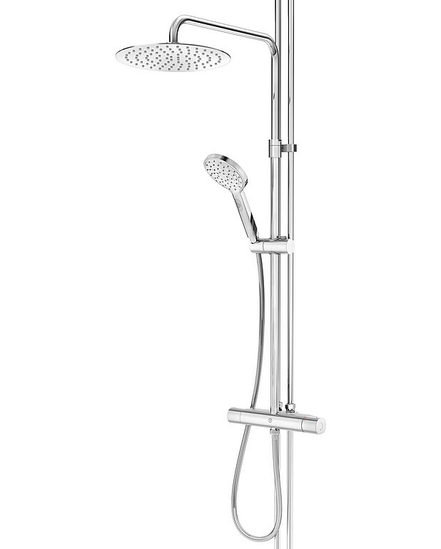 Shower column Atlantic Round - 40 c-c - 40 c-c for mounting with external pipes
Continuous pipe connection
Safe Touch function minimizes the heat on the front of the mixer