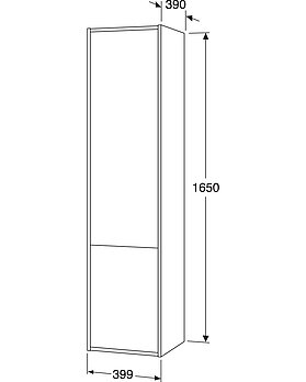 Korkea kaappi Artic – 40 cm - Mittapiirros - Gustavsberg_Tall_cabinet_Artic_400mm.jpg