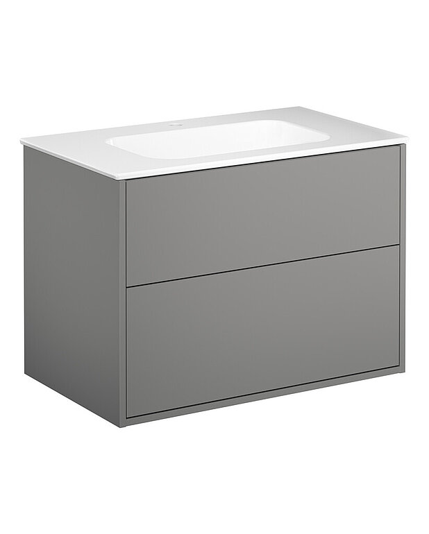 Vaskeskab, Artic - 80 cm - Håndvask i porcelæn med slankt design og store overflader til alle dine genstande
Vandlås med push-down og smart rengøringsfunktion
Skal suppleres med tilkøb af greb eller push-open sæt til 80 cm vaskeskab (VVS-nr. 78 4407 914)