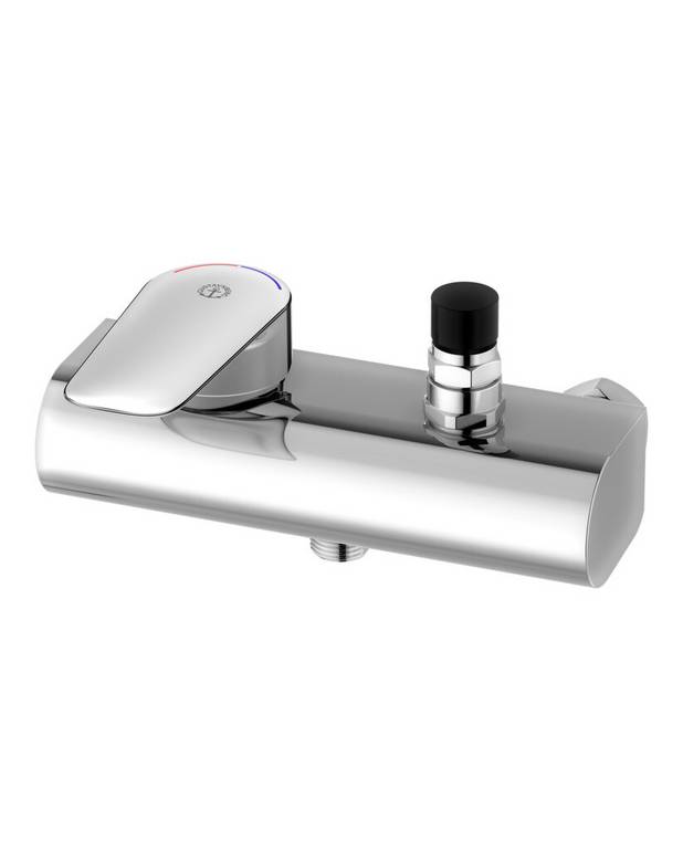 Wash trough mixer Atlantic - Single lever - Grip-friendly lever with clear color marking for hot and cold water
With vacuum valve and check valves in the inlets
Eco-stop, adjustable maximum flow limitation