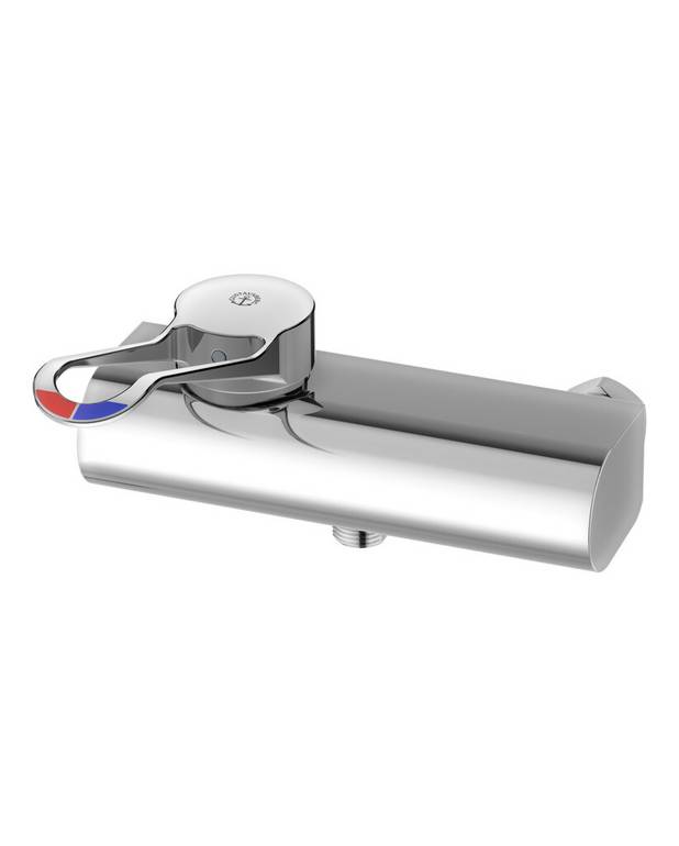 Shower mixer Care - Singel lever - Elongated, grip-friendly lever with clear color marking for hot and cold water
Soft move, ceramic package with smooth and precise operation
Eco-stop, adjustable maximum flow limitation