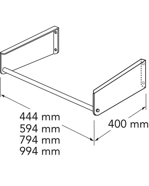 Servantkonsoll Graphic – 100 cm - For montering av Graphic møbelservant direkte på vegg
Håndklehenger foran
Utførelse i lakkert stålplate