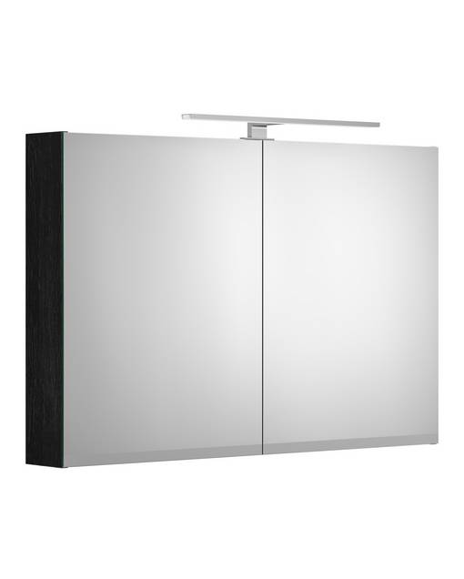 Bathroom mirror cabinet Artic - 100 cm - Additional bathroom mirror on inside doors
Integrated electrical outlet inside cabinet
LED lighting above and below cabinet