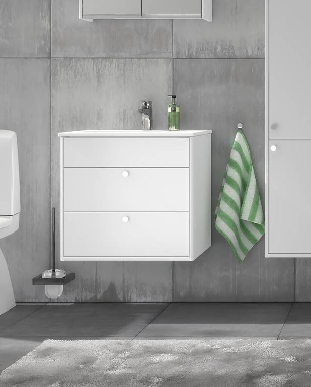 Bathroom cabinet Graphic - 80 cm - All-covering porcelain sink
Hidden compartment for storing small things 
The fold out compartment provides extra shelf space