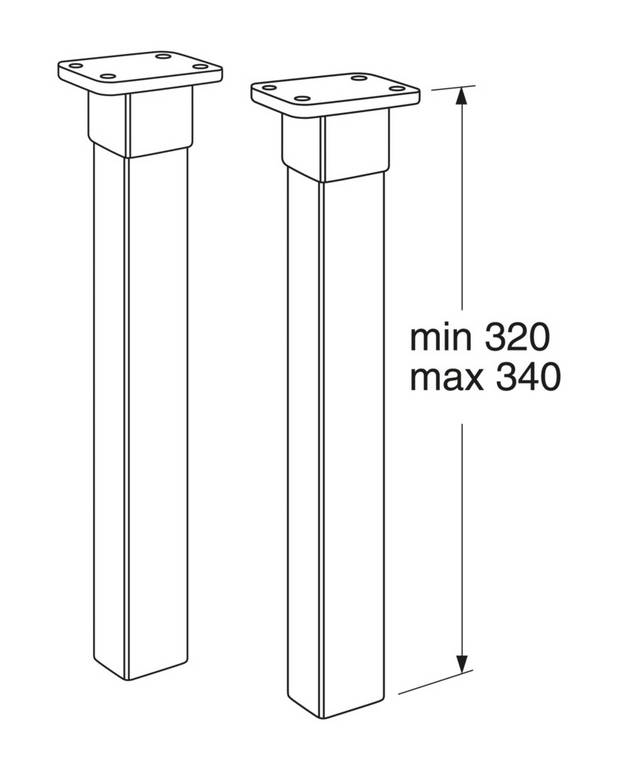 Tukijalat Logic - Säädettävissä välillä 320–340 mm
2 kpl jalkoja