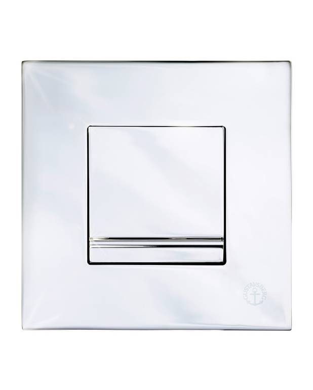 Väggtrycke för Triomont XS - fyrkantig spolknapp - Tillverkad i plast med blankkromad yta
För frontmontering på Triomont XS