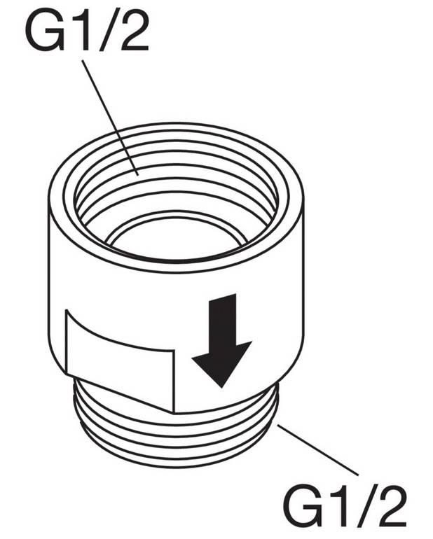 Takaiskuventtiili - Extra protection against backflow when the hand shower can reach the toilet , in combination with a mixer with an internal check valve protection level  ED (EN1717).