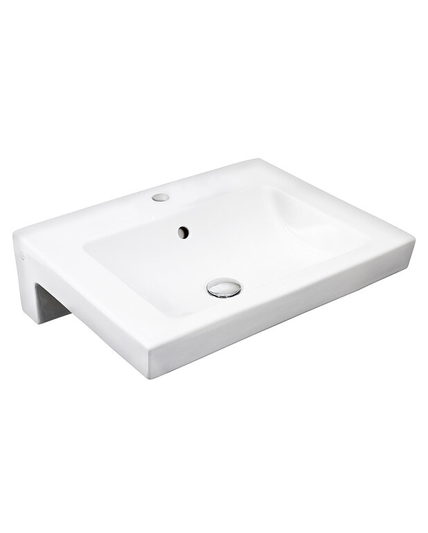 Valamu Artic 4600 - polt-/kandurkinnituseks 60 cm - Disain eristub sirgete joonte ja täisnurkadega
Ceramicplus: kiire ja keskkonnasõbralik puhastus
Paigaldamisel kanduritele jäävad kinnitused täielikult varjatuks