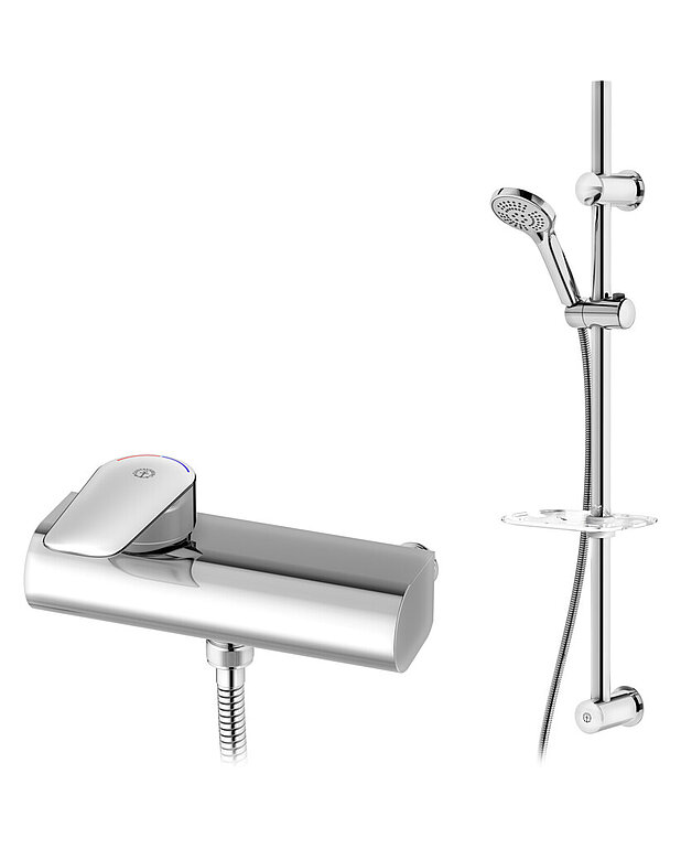 Shower mixer Atlantic 2.1 - Singel lever - Grip-friendly lever with clear color marking for hot and cold water