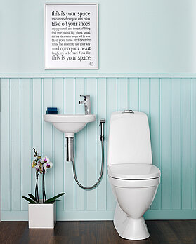 Unitazas „Nautic 1500“ – paslėptu „s“ formos nuotaku, „Hygienic Flush“ funkcija - second