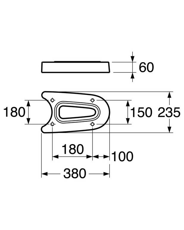 Hjälpmedel - toalett - förhöjningssockel till Nordic 2310 - 60 mm hög
Kan eftermonteras
Dold fastsättning