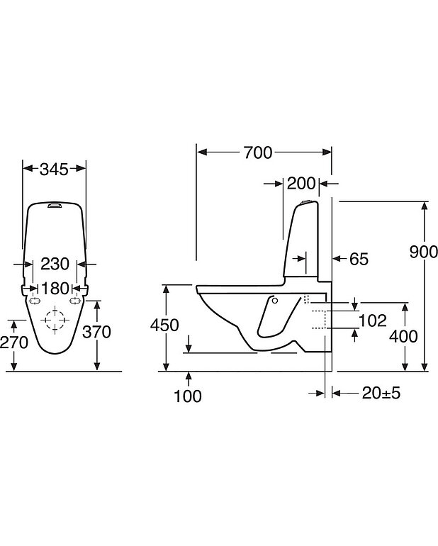 Vägghängd toalett Nautic 1522 - med cistern, Hygienic Flush - Städvänlig och minimalistisk design
Med öppen spolkant för enklare rengöring
Ceramicplus: städa snabbt & miljövänligt