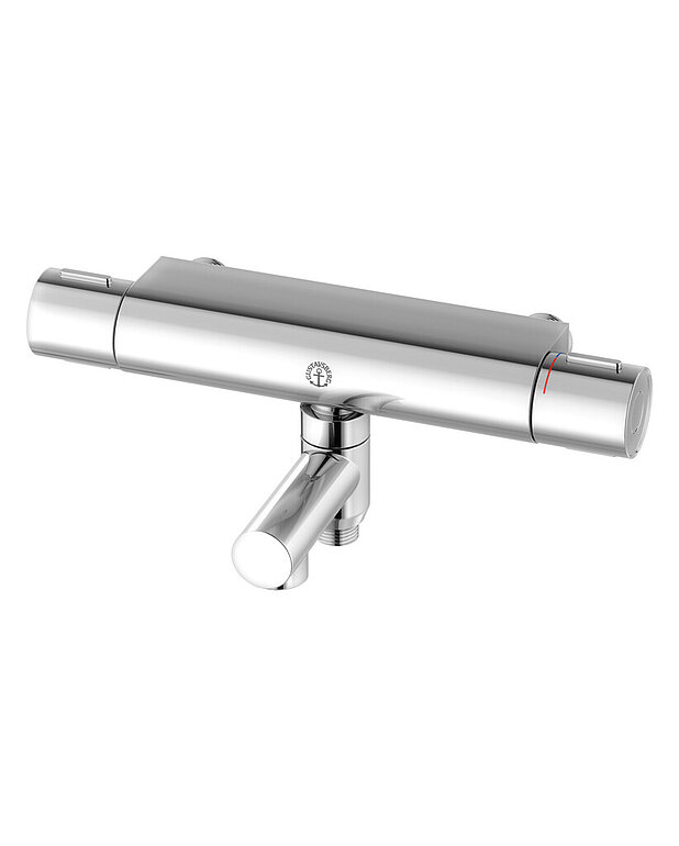 Shower mixer New Nautic - thermostat - Safe Touch reduces the heat on the front of the faucet
Maintains even water temperature upon pressure and temperature changes
Can be expanded with bathtub spout