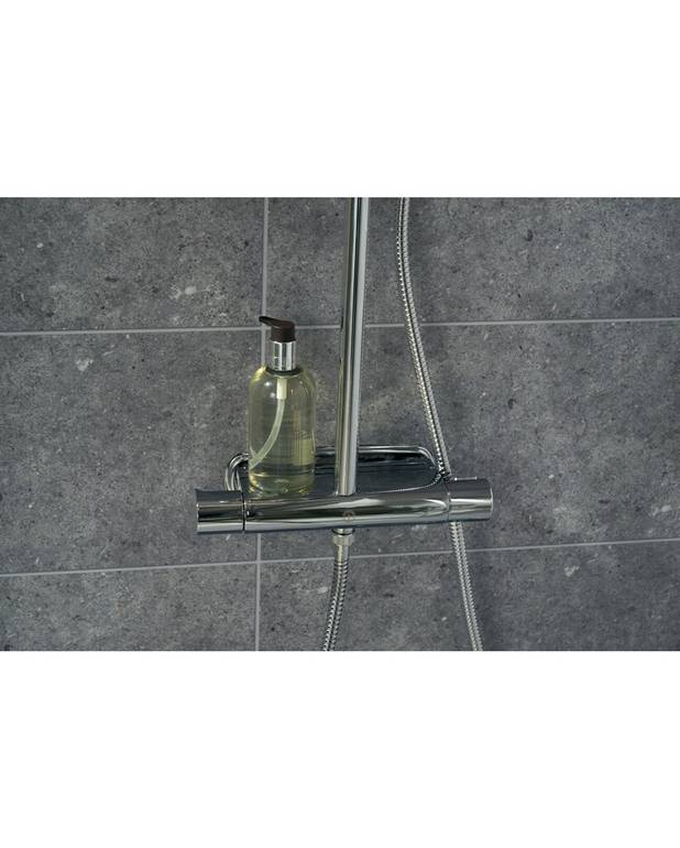 Shower mixer Atlantic - thermostat 40 c-c - 40 c-c for mounting with external pipes
Continuous pipe connection
Safe Touch function minimizes the heat on the front of the mixer