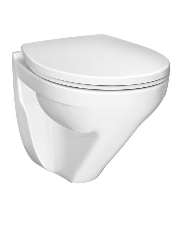  - Hygienic Flush with open flush rim for easier cleaning
Glazed under the flush edge for simplified cleaning
Works with our Triomont fixtures