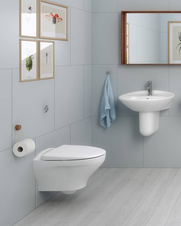 Vägghängd toalett Estetic 8330 - Hygienic Flush - Organisk design med lättstädade ytor
Hygienic Flush: öppen spolkant för enklare rengöring
Suprafix: dolt väggfäste för snyggare montage och enklare renhållning