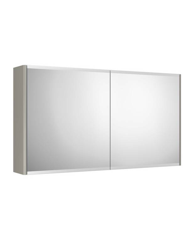 Spejlskab Graphic  100 cm - Dobbeltsidede spejldøre
Matterede underkanter på spejldøren modvirker synlige fedtpletter på spejlet
Døre med blød lukning