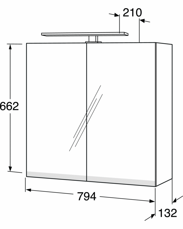 Speilskap Artic  80 cm - Integrert stikkontakt inni skapet
LED-belysning over og under skapet
Produsert i materialer for baderom og fuktige miljøer