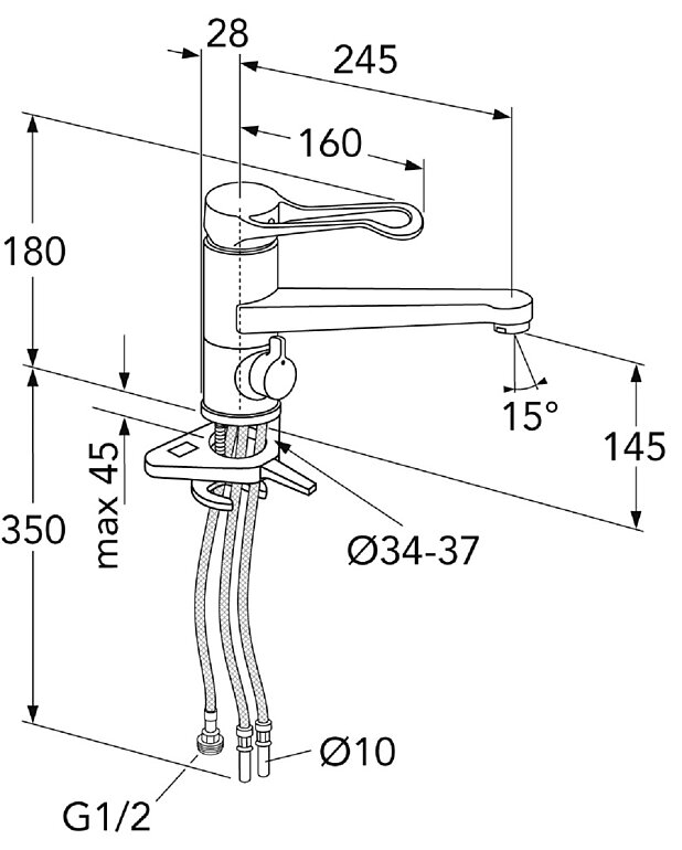 Köögisegisti New Nautic Care - madal jooksutoru - Joonis - Gustavsberg_Kitchen_mixer_Care_low_spout_DW.jpg