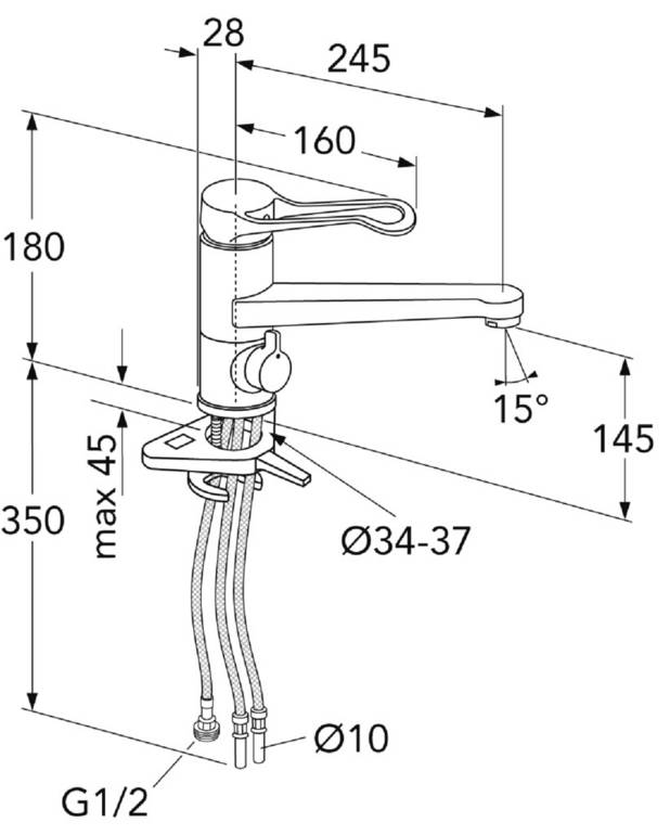 Kitchen mixer New Nautic - low Spout - Contains less than 0.1% lead 
Energy class A
Equipted with elongated lever