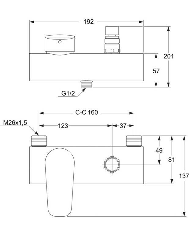 Wash trough mixer Atlantic - Singel lever - Grip-friendly lever with clear color marking for hot and cold water
With vacuum valve and check valves in the inlets
Eco-stop, adjustable maximum flow limitation