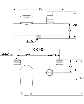Wash trough mixer Atlantic - Singel lever - Drawing - GB41201374SpolblandareAtlantic-Ettgrepp_160cc_Drawing.jpg