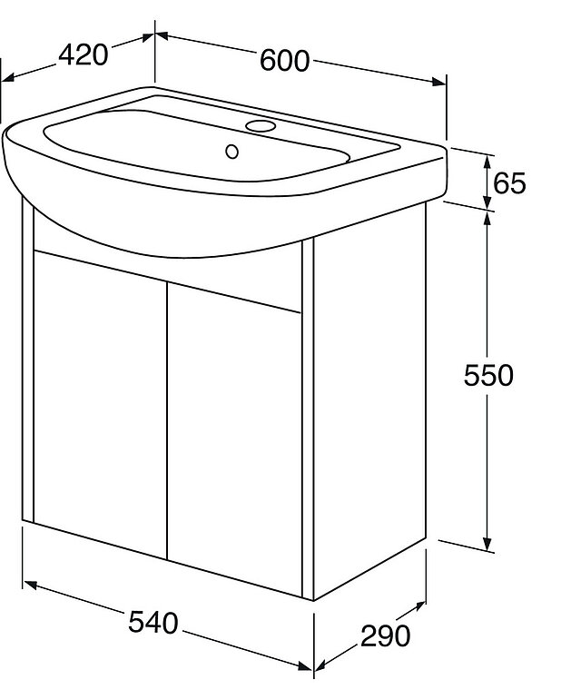 Tvättställsskåp Graphic Base - 60 cm - Dörrar med Soft Close för mjuk stängning
Öppning i skåpet för avlopp mot golv
Material: fukttrög spånskiva klassad för badrum