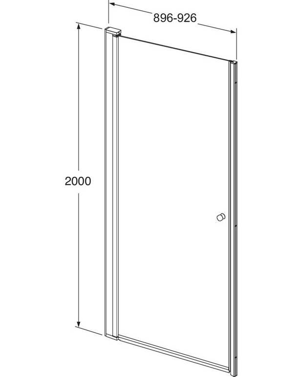 „Square“ dušo durų rinkinys nišai - Uždėti durų profiliai - greitas ir paprastas montavimas
Keičiama atidarymo kryptis - galima montuoti dešinėje arba kairėje
Poliruoti profiliai ir durų rankenos