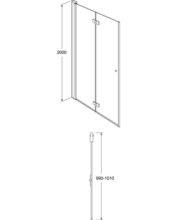 Square shower door Foldable - Foldable door, takes up less space
Can be used even in tight spaces where the folding function solves the problem
Not turnable, please select Left- or Right hand version