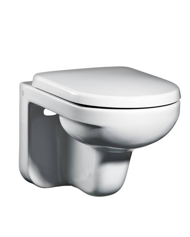 Vegghengt toalett Artic 4330 - Design med rette linjer og vinkler
Passer med våre Triomont innbyggignssisterner
Ceramicplus: rengjør raskt og miljøvennlig