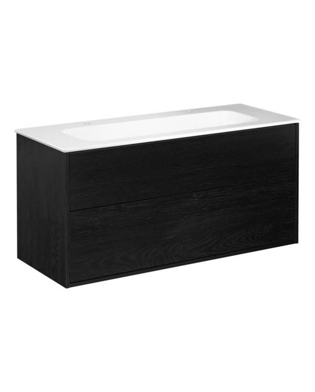 Vanity unit Artic - 120 cm - Washbasin in porcelain with thin design and generous surfaces for all your items
Water trap with pop-up and smart cleaning function
Manufactured in moisture resistant materials