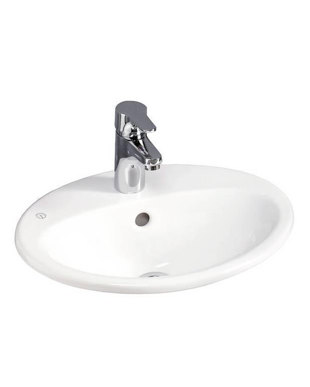 Bathroom sink Nautic 5545 - for built-in installation 45 cm - Easy-to-clean and minimalist design
For integration into countertop or furniture
Ceramicplus: fast & environmentally friendly cleaning