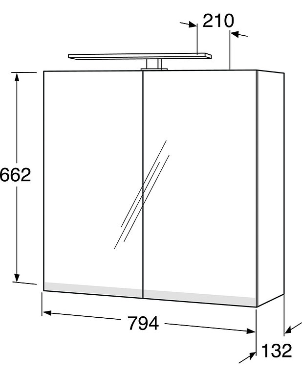 Bathroom mirror cabinet Artic - 80 cm - Integrated outlet inside the cabinet
LED-lighting above and beneath the cabinet
Manufactured in moisture resistant materials