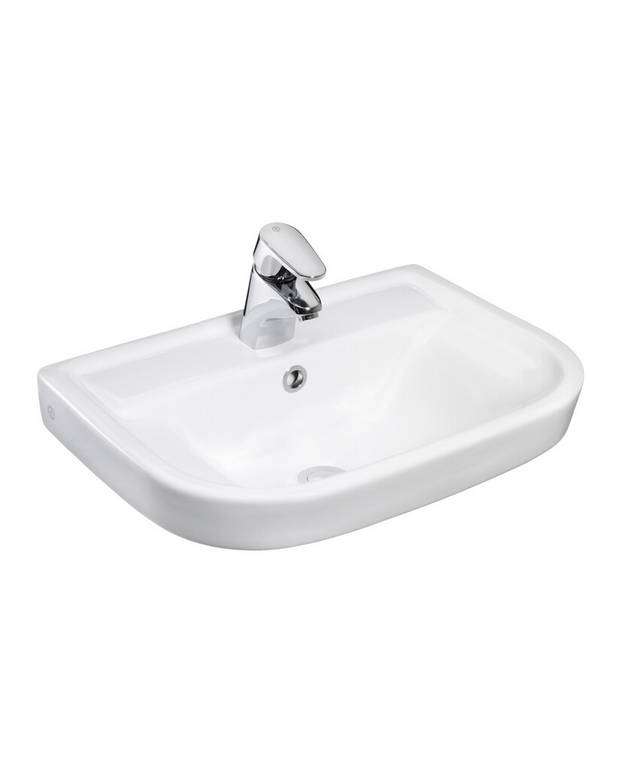 Bathroom 2560 Replacement/update for bolt/bracket mounting 56 cm - Replacement sink for old brackets
Extra flexibility in bracket spacing, 455-515 mm
For bolt or bracket mounting