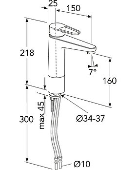 Tvättställsblandare Nya Nautic - 150 mm pip - Måttskiss - WEB_GB41216245_Drawing.jpg