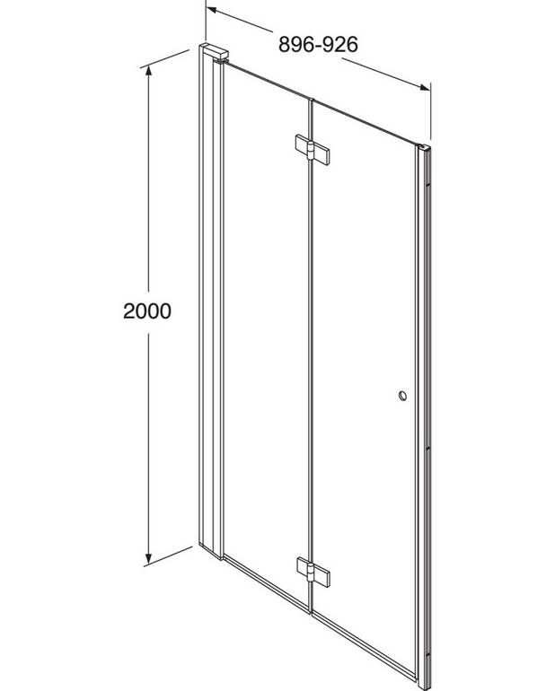  - Foldable door, takes up less space
Polished profiles and integrated door handle
Pre-fitted door profiles for quick and simple installation