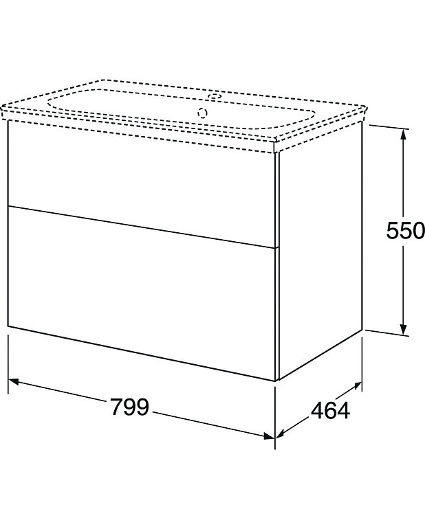 Bathroom cabinet Artic - 80 cm - Fully extendable drawers with soft closing
Washstand water trap that saves space in cabinet 
Manufactured in moisture resistant materials