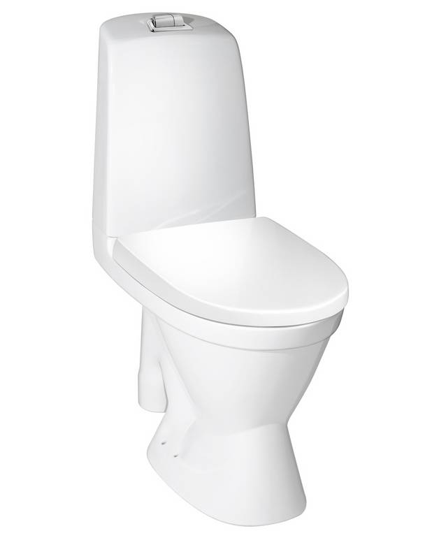 Toilet Nautic 5591 - åben S-lås, stor fod - Rengøringsvenligt og minimalistisk design
Ceramicplus: hurtig og miljøvenlig rengøring
Stor fod: Dækker mærker fra det gamle toilet